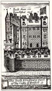 Die Südansicht eines Teils der Burg von Bristol