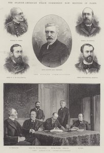 Die Spanisch-Amerikanische Friedenskommission, die jetzt in Paris tagt (Gravur) von English School