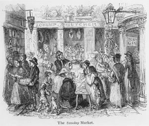 Der Sonntagsmarkt, London (Gravur)