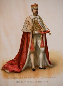Der Träger des Reichsapfels bei der Krönung von König Edward VII von English School