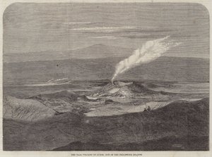 Der Taal-Vulkan auf Luzon, eine der Philippineninseln (Stich) von English School