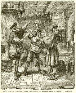 Die drei Verschwörer beschließen, Kardinal Beaton zu ermorden von English School