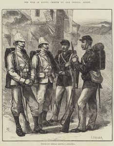 Der Krieg in Ägypten, englische und amerikanische Marinesoldaten in Alexandria (Stich) von English School