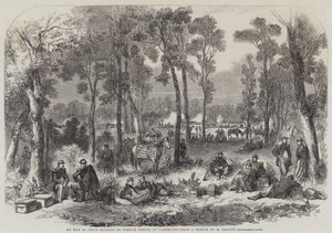 Der Krieg in Italien, Biwak der französischen Truppen bei Cameriano (Gravur) von English School