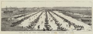 Der Krieg im Sudan, das Kameldepot in Suez (Stich) von English School