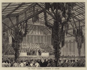 Das walisische National-Eisteddfod in Bangor (Gravur) von English School