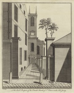 Westansicht der Pfarrkirche St. Olave in Old Jewry, London von English School
