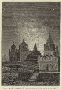 Das Zodiakallicht, beobachtet in Indien Ende Dezember 1874 von English School