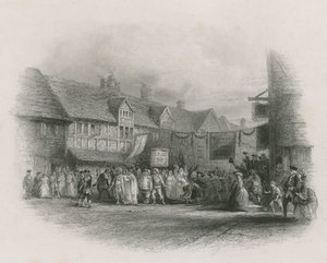 Das Geburtshaus von Shakespeare mit Garricks Jubiläumsprozession