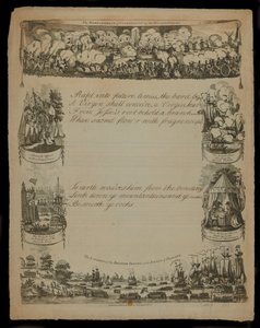 Die Bombardierung von Kopenhagen durch die britischen Streitkräfte und die Landung der britischen Streitkräfte auf der Insel Seeland, veröffentlicht von T. und R. Hughes im Jahr 1807