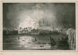 Die Zerstörung durch Feuer der Parlamentshäuser am 16. Oktober 1834 von English School