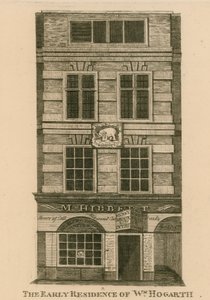 Die frühe Residenz von William Hogarth, Fenchurch Street, London von English School