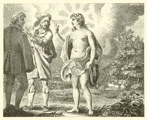 Der neidische Mann und der habgierige (Gravur)