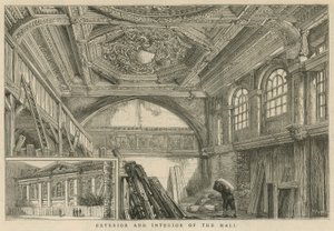 Das Äußere und Innere der Zimmermannshalle von English School