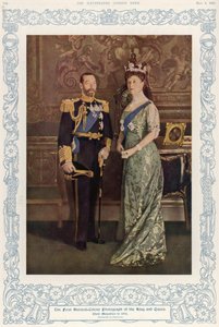 Das erste natürliche Farbfoto von König George V. und Königin Mary im Jahr 1914, reproduziert in The Illustrated London News, 4. Mai 1935 von English School