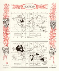 Das Wachstum des Britischen Empire im 19. Jahrhundert (Lithografie) von English School