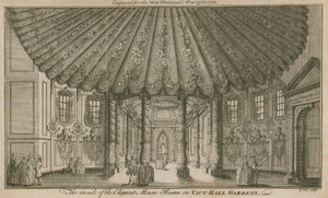 Das Innere des eleganten Musikzimmers (Rotunde) in den Vauxhall-Gärten, London