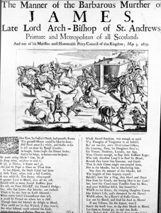 Die Art des barbarischen Mordes an James, dem verstorbenen Erzbischof von St. Andrews, Primas und Metropolit von ganz Schottland, 1679 von English School