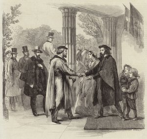 Das Treffen von Garibaldi und Tennyson von English School