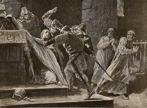 Der Mord an Becket in der Kathedrale von Canterbury, Illustration aus Cassells Illustrierter Geschichte Englands