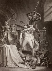 Der Mord an Richard II. von England in Pontefract Castle im Jahr 1400 von English School
