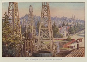 Die Ölregion von Los Angeles, Kalifornien (Farblithografie) von English School