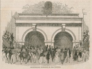 Die Eröffnung des Thames-Tunnels; Rotherhithe-Eingang zum Tunnel von English School