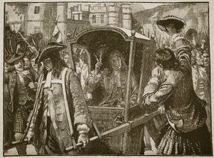 Die Menschen von Edinburgh eskortieren den Herzog von Hamilton zum Holyrood Palace, Illustration aus Cassells Illustrierter Geschichte Englands von English School