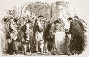 Die Menschen unterzeichnen den Bund in der St. Giles Kirche, Edinburgh, Illustration aus Cassells Illustrierter Geschichte Englands von English School