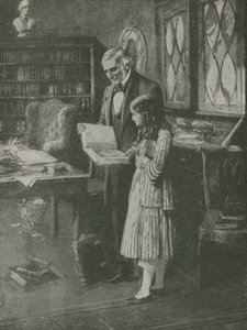Der Philosoph und das kleine Mädchen unter den Büchern