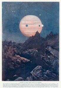 Der Planet Jupiter, gesehen von einem seiner Monde von English School