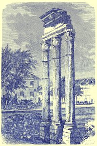 Die drei Säulen am Tempel des Castor, Illustration aus Geschichte Roms von Victor Duruy, veröffentlicht 1884 von English School