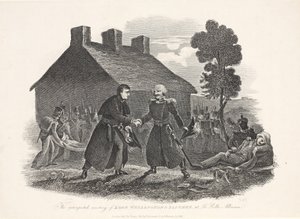 Das unerwartete Treffen von Lord Wellington und Blücher bei La Belle Alliance, veröffentlicht von T. Kelly, 1811 von English School