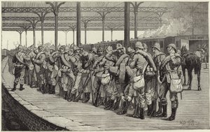 Die Freiwilligenüberprüfung: Abreise des Künstlerkorps vom Victoria-Bahnhof von English School