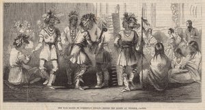 Der Kriegstanz der Ojibbeway-Indianer vor der Königin im Windsor Castle von English School