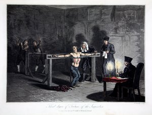 Dritte Stufe der Folter der Inquisition, graviert von L.C. Stadler, veröffentlicht von Cadell & Davies, London, ca. 1813 von English School