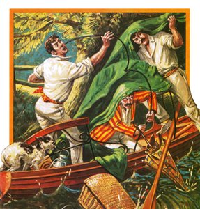 Drei Männer in einem Boot
