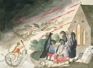 Drei Hexen auf einem Friedhof, ca. 1790er Jahre