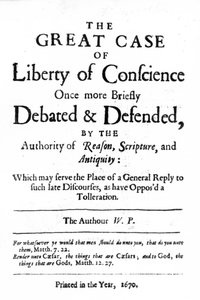 Titelseite zu The Great Case of Liberty of Conscience von William Penn, veröffentlicht 1670