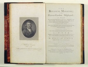 Titelseite mit Porträt von William Curtis (1749-99), aus The Botanical Magazine or Flower-Garden Displayed, von William Curtis, veröffentlicht 1790