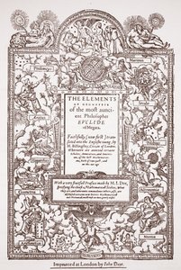 Titelseite der frühen Übersetzung von Euklids Elementen, gedruckt von John Day, London, 1570-71