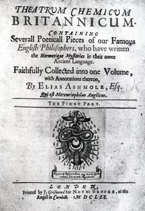 Titelblatt zu Theatrum Chemicum Britannicum von Elias Ashmole, 1652 von English School