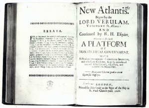 Titelseiten zu Francis Bacons Neu-Atlantis, Ausgabe veröffentlicht 1660