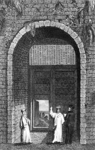 Grabstein des britischen Botschafters Edward Barton über einem Klostertor auf den Prinzeninseln, aus Residence at Constantinople von Robert Walsh, 1836 von English School