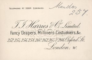 Visitenkarte, T J Harries & Company Limited