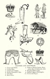Handelsschilder: Leder und Schuhe