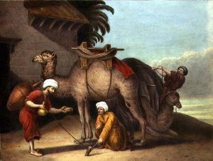 Zwei Kamele mit Begleitern, ca. 1825 von English School