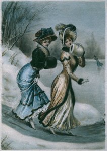 Zwei junge Damen mit Muffen von English School