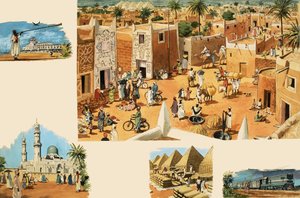 Unidentifizierte Szenen aus Ägypten, einschließlich des alten Ägypten und der Pyramiden von English School