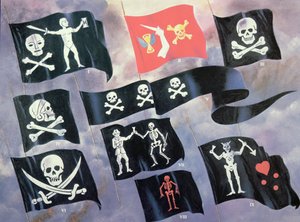 Verschiedene Flaggen berühmter Piraten von English School